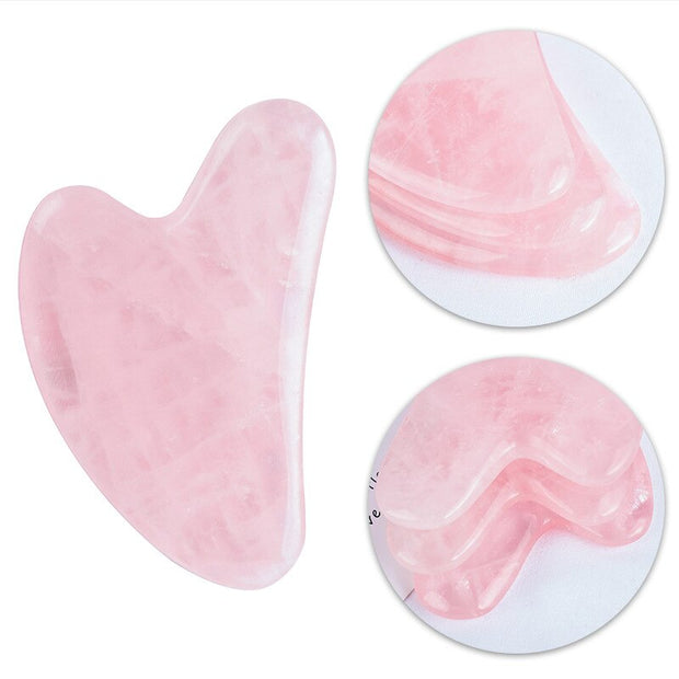 Natural Stone Rose Quartz Facial Gua Sha Beauty Spa Massage Tool