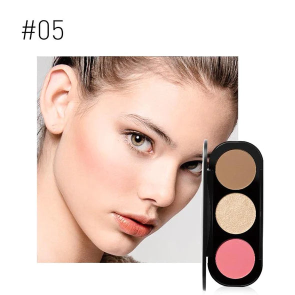 FOCALLURE 3 Colors Blush&Highlighter Palette