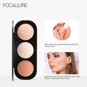 FOCALLURE 3 Colors Blush&Highlighter Palette