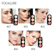 FOCALLURE 3 Colors Blush&Highlighter Palette