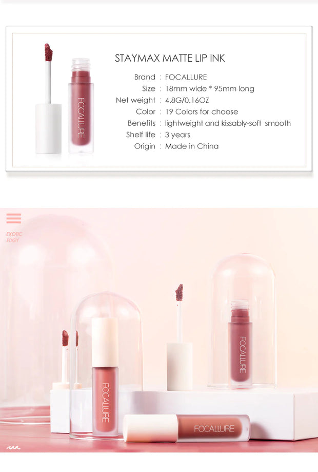 FOCALLURE Staymax Matte Moisturizing Lip Ink