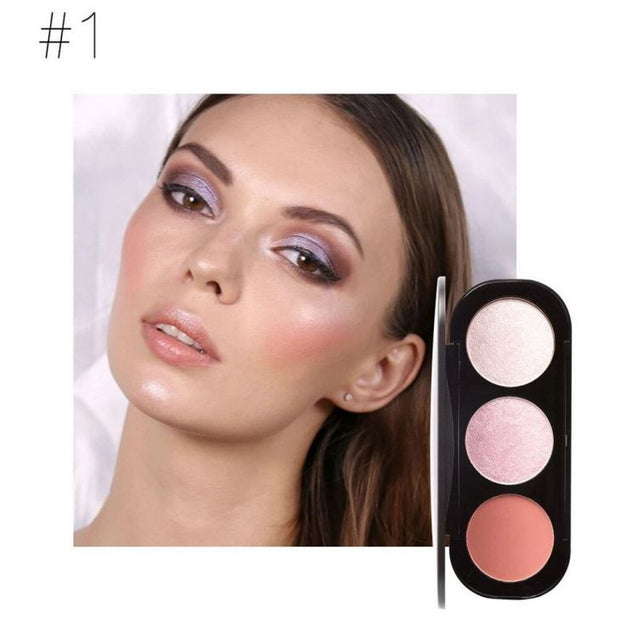 FOCALLURE 3 Colors Blush&Highlighter Palette