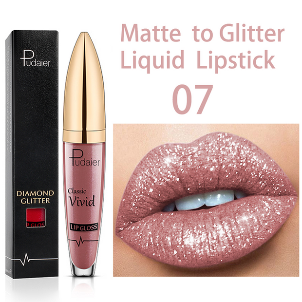 Long Lasting Matte Glitter Liquid Shiny Lip Gloss 18 colors